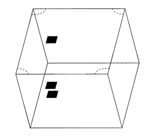 Dot placed on top appears as two dots when viewed from below.