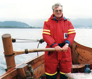 Leif K. Karlsen at the Helm of Borgunknarren.